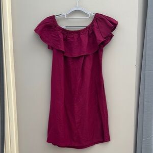 Tommy Bahama Burgundy Off-Shoulder Mini Dress